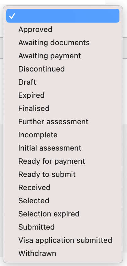 visa application status